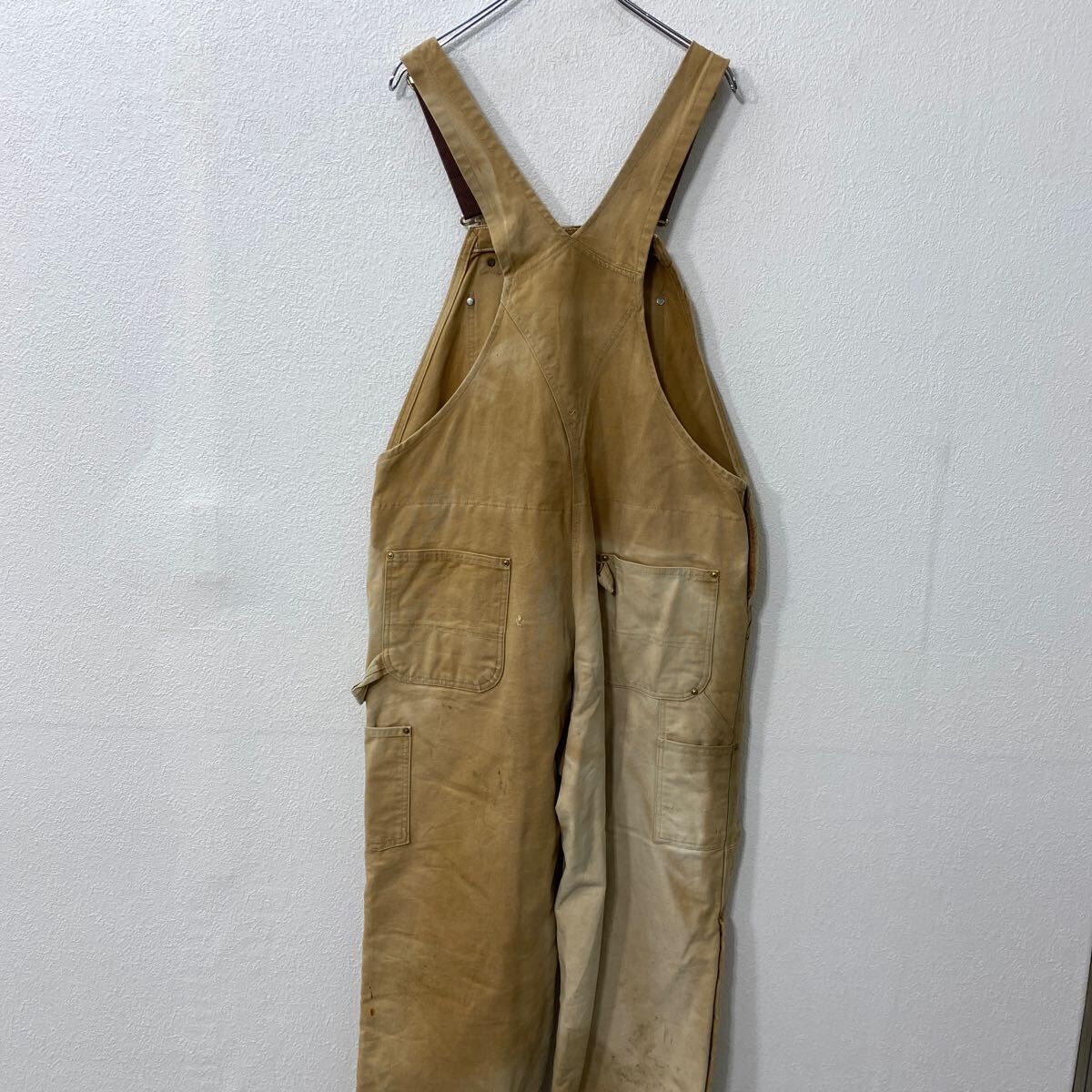 Carhartt 中綿 ダック ダブルニー オーバーオール W42 ブラウン