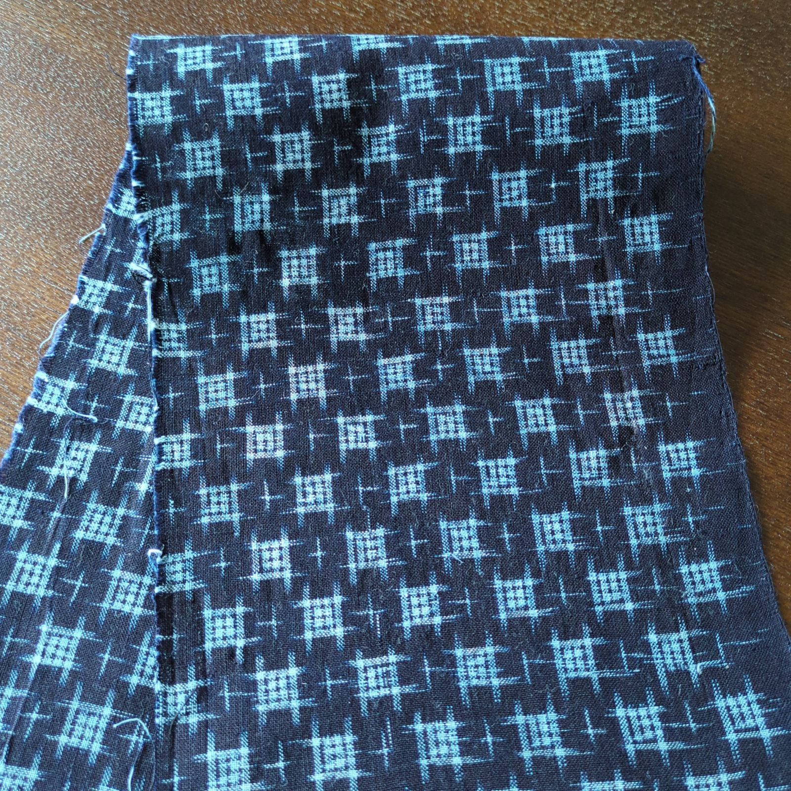 濃紺久留米絣藍染め木綿生地古布 17×135cm - メルカリ