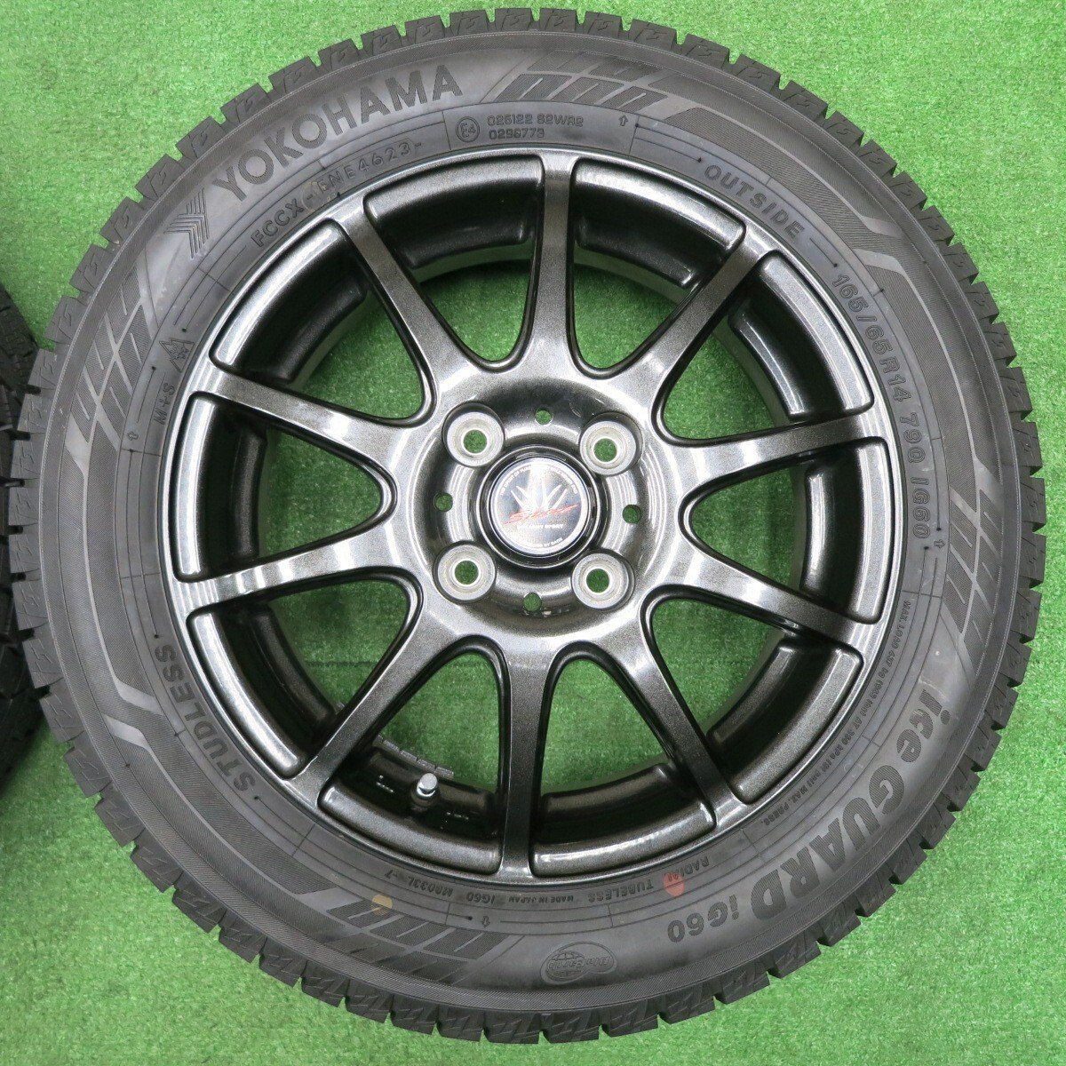 超バリ溝 23年 キレイ ほぼ10分 LOXARNY SPORT BADX 165 65R14 スタッドレス ヨコハマ アイスガード iG60 ロクサーニ 軽自動車 ハスラー 等 PCD100 4H 4121806NJス