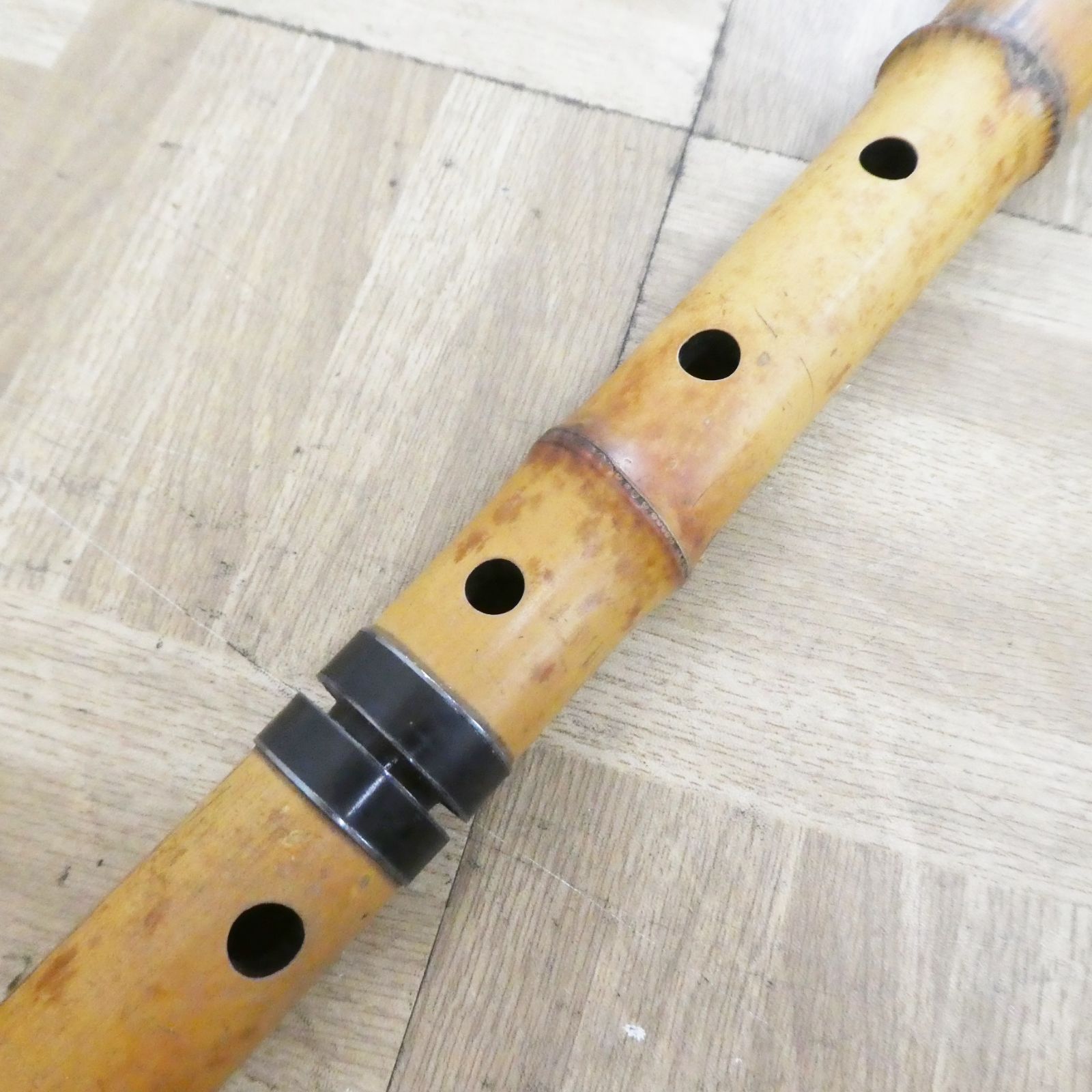 希少⭐️1960年代　尺八本体 竹製 ケース付き 鹿革尺八ケース fb0914 | FREE BIRD 財布＆バッグ 和楽器