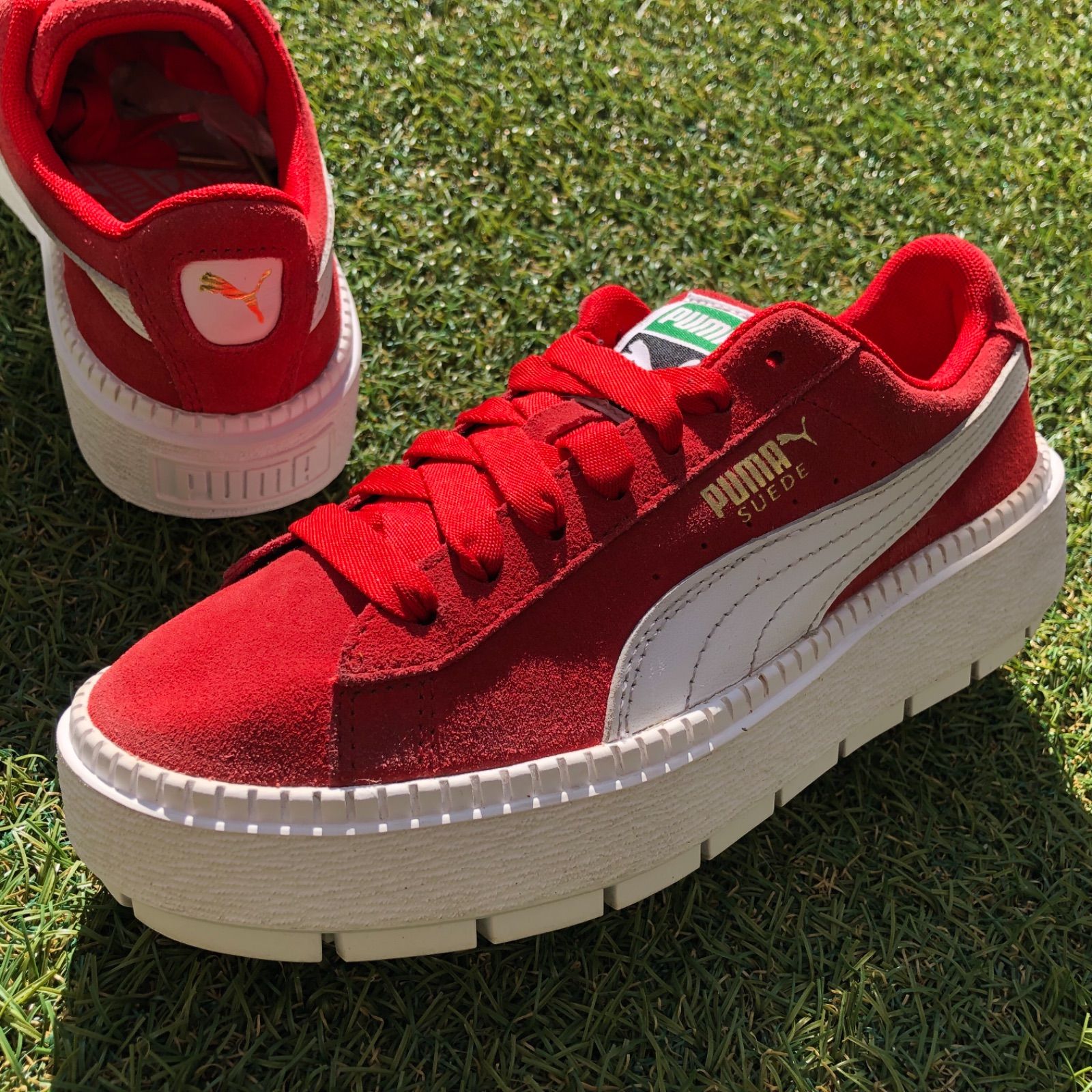 魅力的な プーマ PUMA 美品23 スエードプラットフォーム D746 トレース 靴