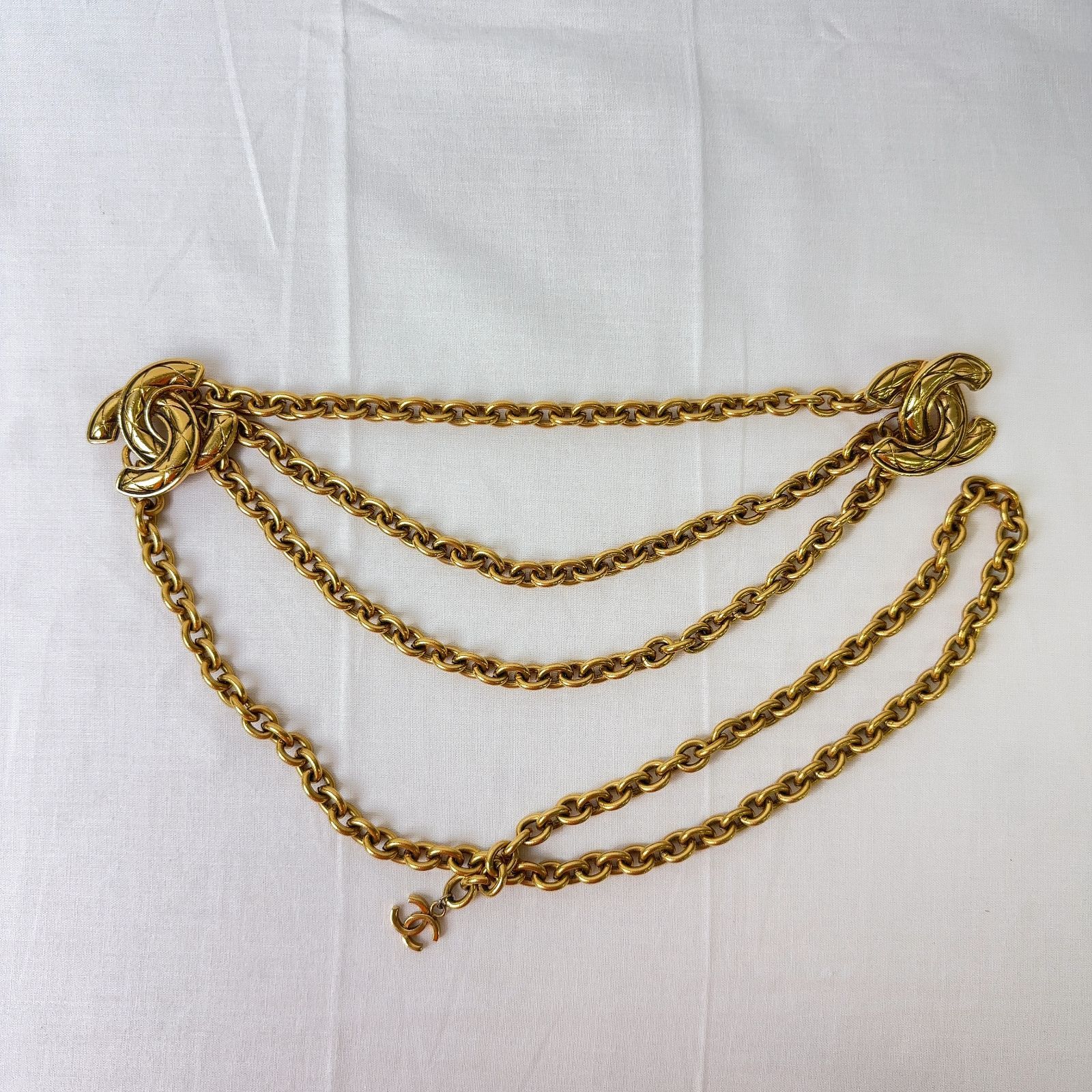 SM1421-1300-100 本物保証 CHANEL シャネル ベルト 3連ベルト チェーン チェーンベルト ヴィンテージ レディース メンズ ココマーク ゴールド