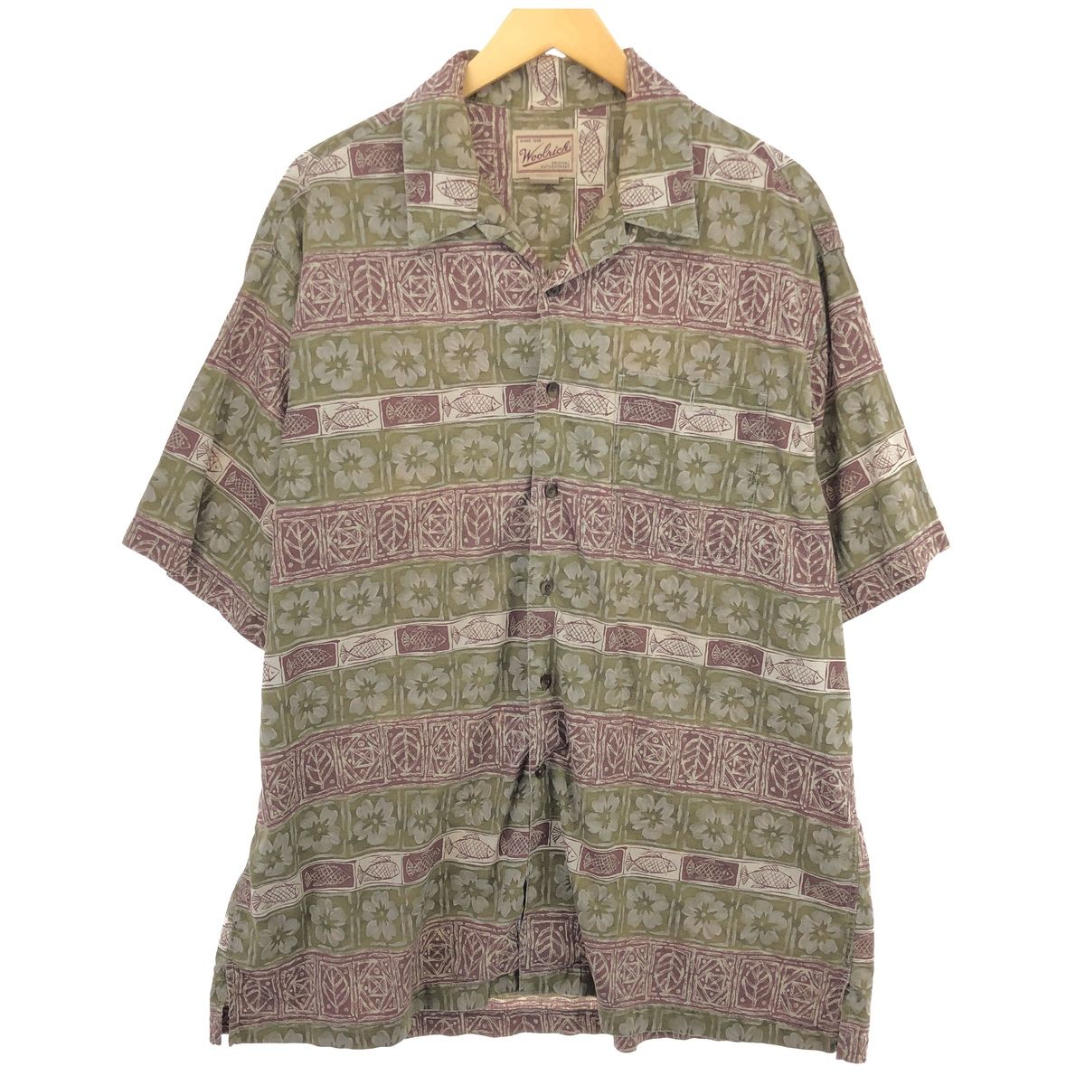 古着 00年代 ウールリッチ WOOLRICH 総柄 オープンカラー ハワイアンアロハシャツ メンズXL相当/eaa467000