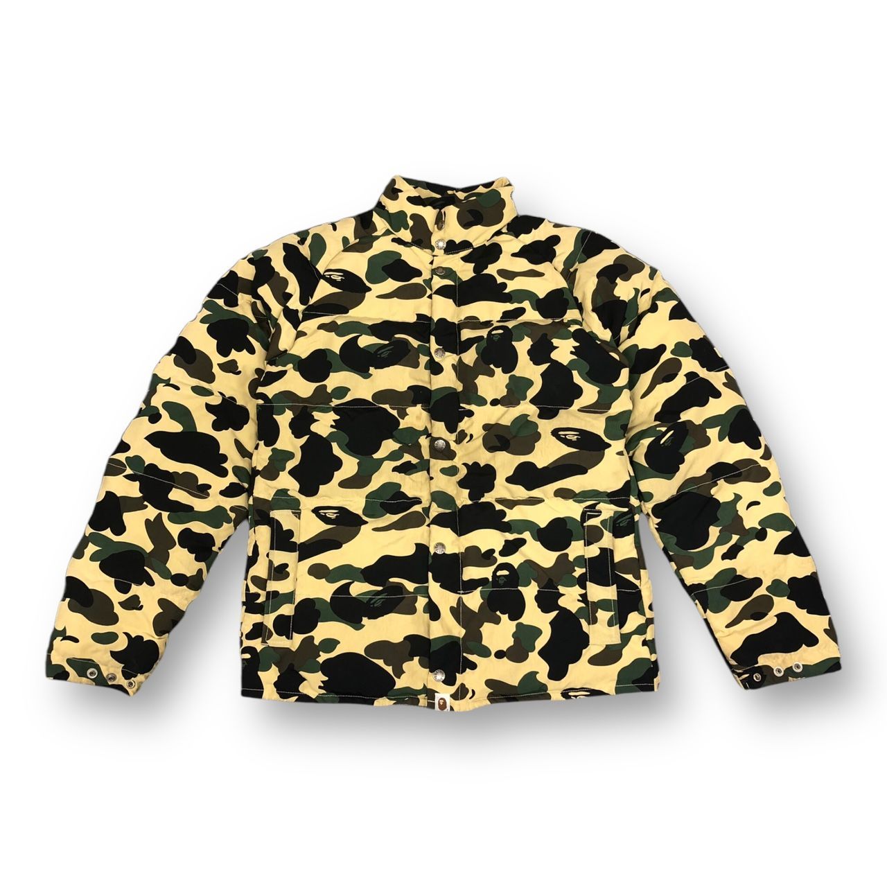 A BATHING APE 1stイエローカモダウンジャケット ベイプ アベイシング ...