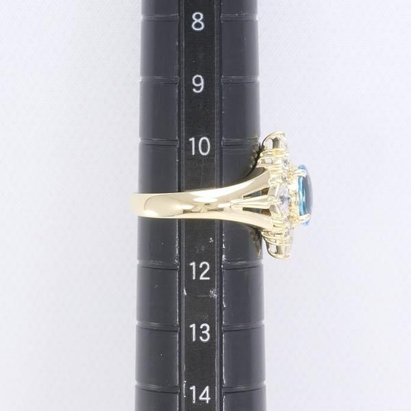 K18YG リング 指輪 11号 ブルートパーズ ホワイトサファイア 総重量約 