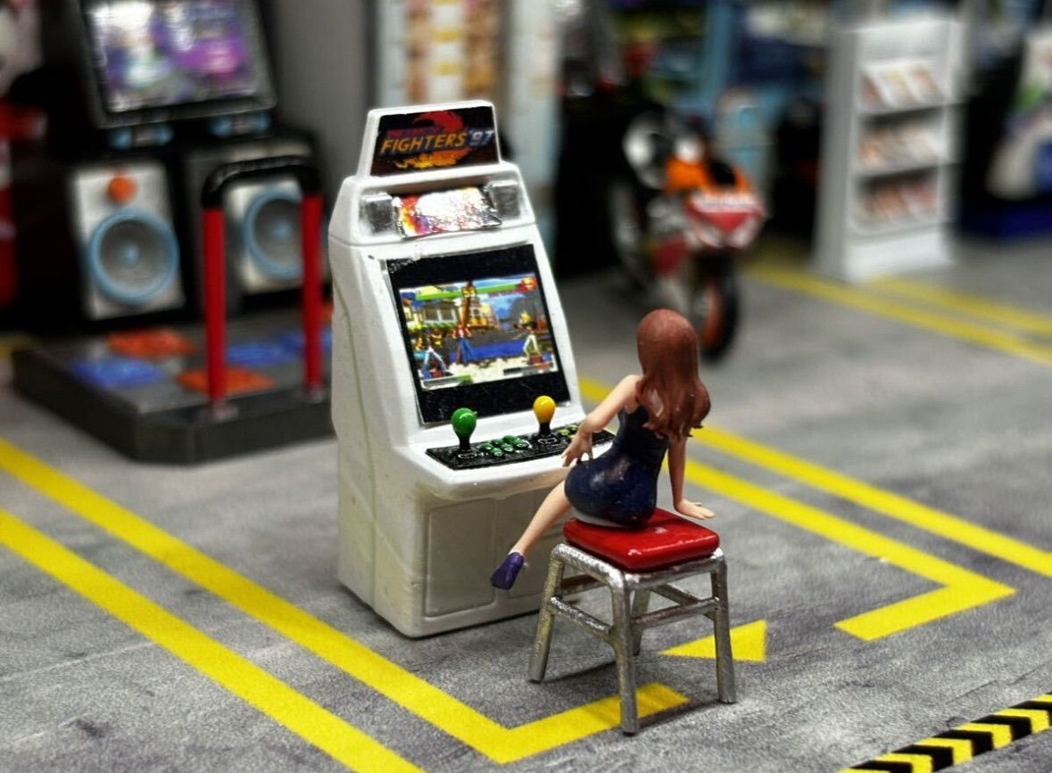 1/64スケール アーケードゲーム機 椅子付き 格闘ゲーム ジオラマ