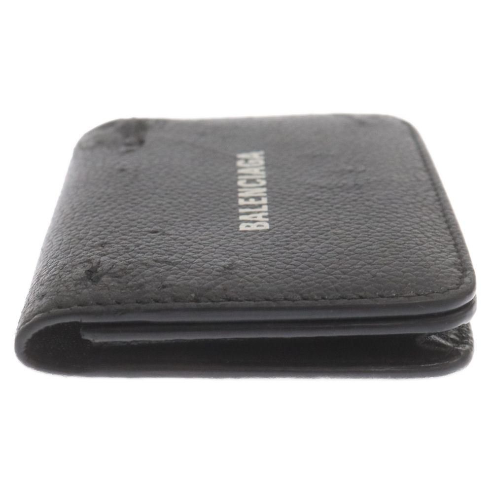 BALENCIAGA / カードケース/レザー/BLK/メンズ/594220 BALENCIAGA (バレンシアガ) ロゴプリント レザー カードケース