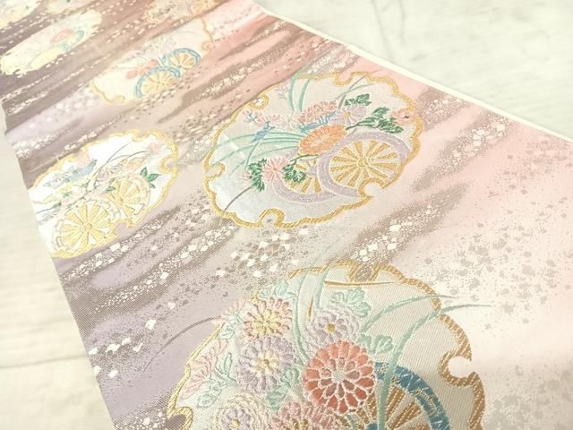 平和屋着物◎六通柄袋帯 雪輪花文 金銀糸 正絹 逸品 AAAY8362yx - メルカリ