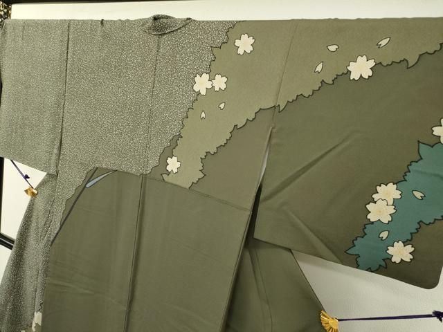 平和屋着物○本加賀友禅作家 梶山伸 紬 舞花文 正絹 逸品 AAAX0355np