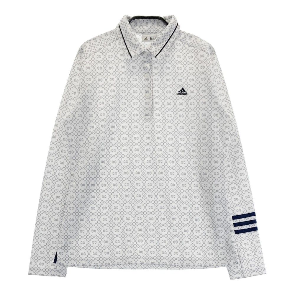 サイズ：L/G ADIDAS GOLF アディダスゴルフ  長袖ポロシャツ 総柄 ホワイト系 [240101289201]# ゴルフウェア レディース ストスト