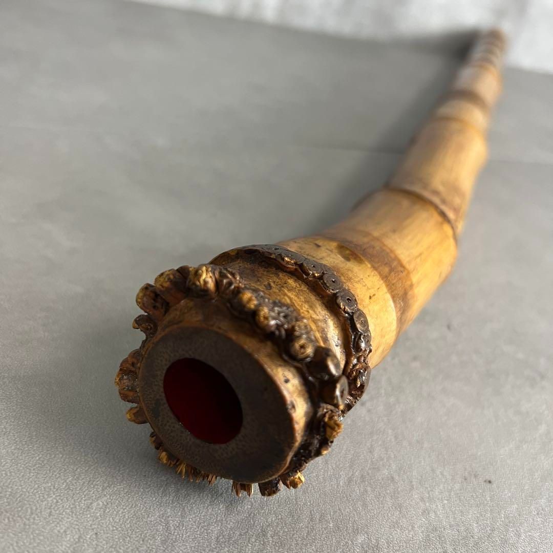 人気 尺八 琴古流 バチ型 銘あり 江童 1印 2尺1寸 5孔 籐巻 真竹 漆 25M9250TR0005-07