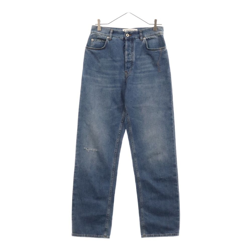 LOEWE (ロエベ) 22AW ウォッシュド ストレートレッグ ダメージ デニムパンツ インディゴ H526Y11X22