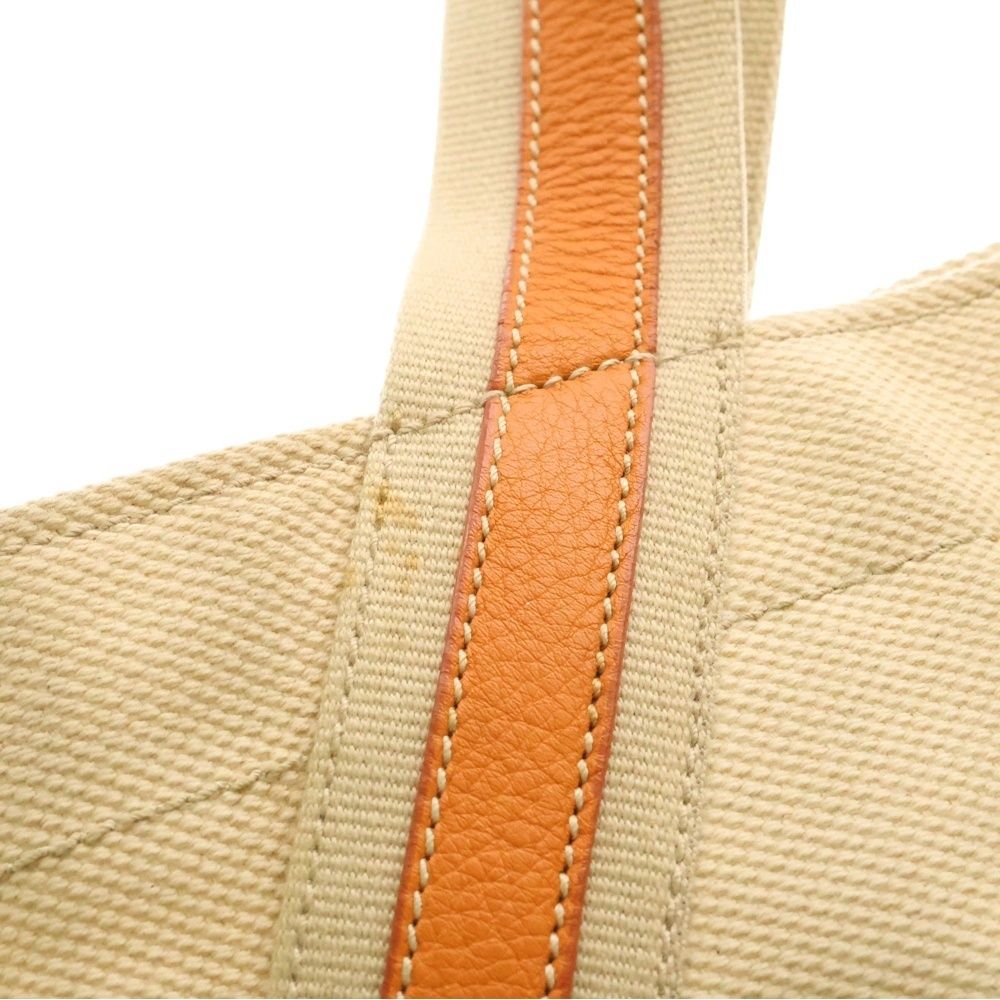本物☆プラダ ロゴ ウールキャンバスニット トートバッグ ハンドバッグ オレンジ PRADA (プラダ) タツノオトシゴモチーフ スタッズ付 レザー切替