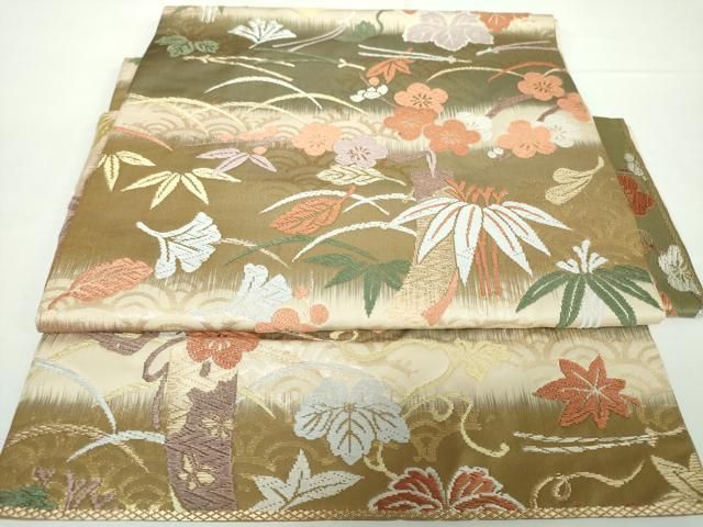 平和屋着物 つけ帯 唐織 吉祥花文 金銀糸 正絹 DAAX4367ps