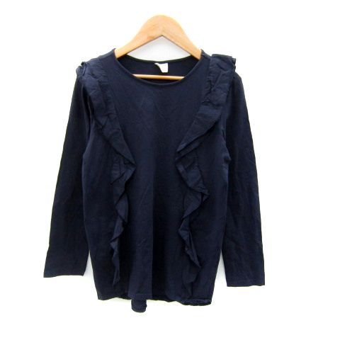 ザラ ZARA Girls カットソー 長袖 ラウンドネック 無地 フリル 164 紺 ネイビー /SY33 女の子