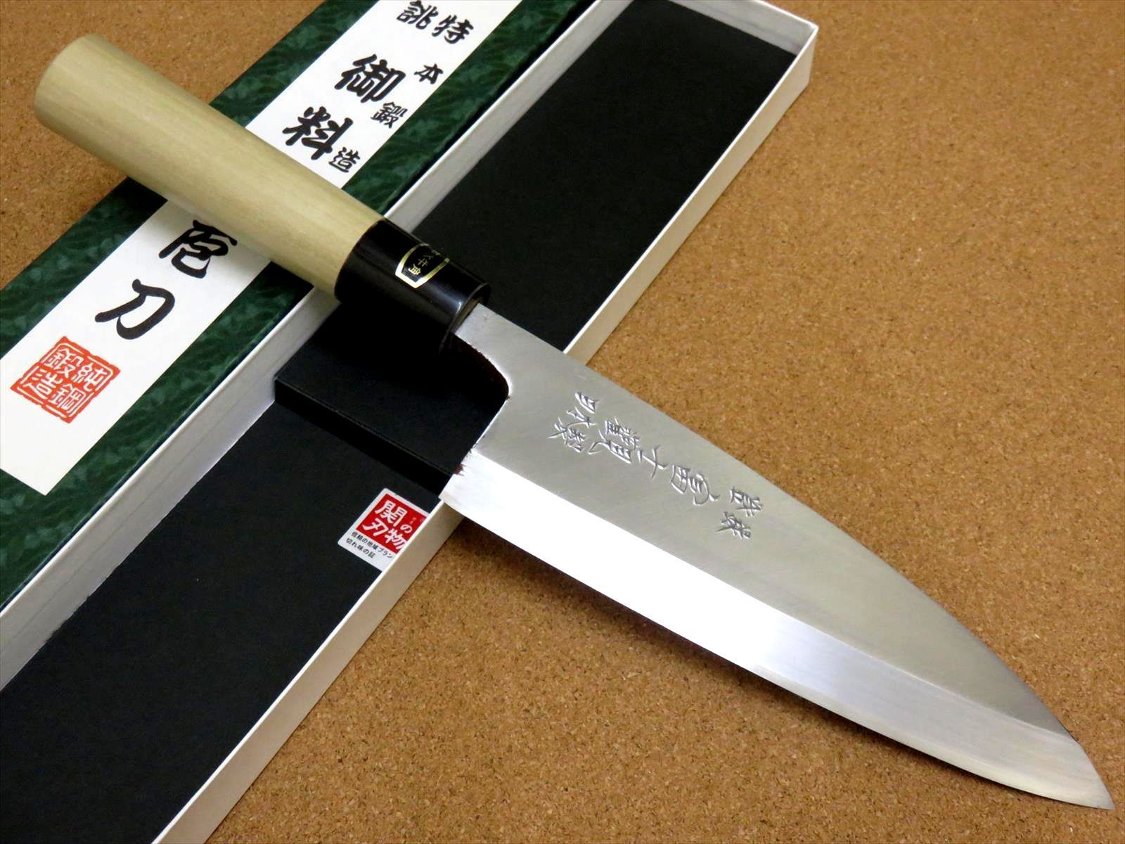 関の刃物 出刃包丁 180mm 白紙3号 片刃 右利き 水牛角口金付 魚 肉解体