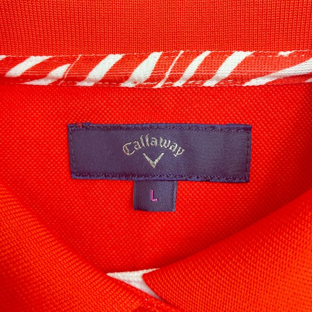 サイズ：L CALLAWAY キャロウェイ  半袖ポロシャツ 総柄 レッド系 [240101493450] ゴルフウェア メンズ ストスト CALLAWAY キャロウェイ レッドレーベル 半袖ポロシャツ 総柄