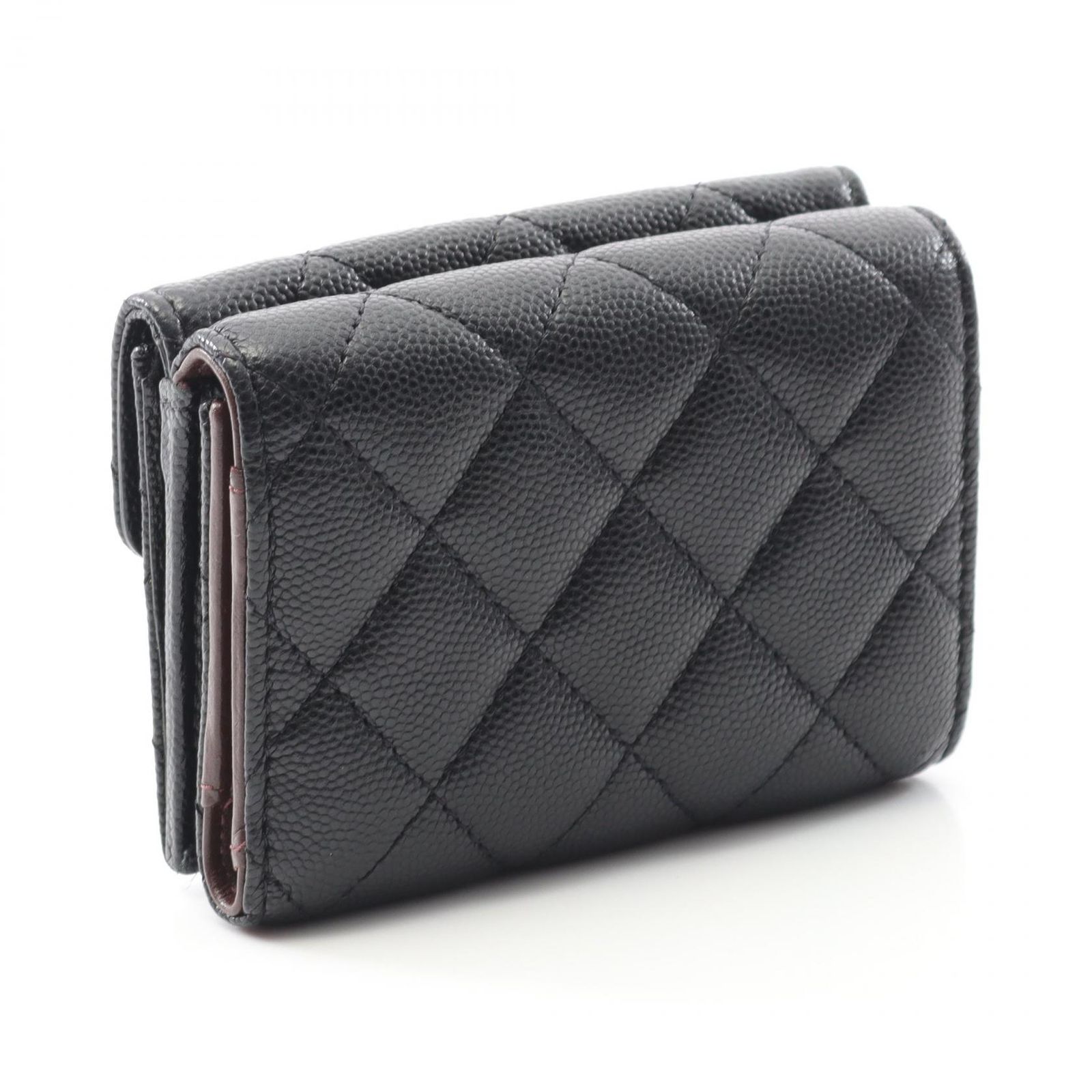 CHANEL シャネル キャビアスキン 三つ折財布 ヴィンテージ シャネル CHANEL 三つ折り財布 クラシック スモール フラップ