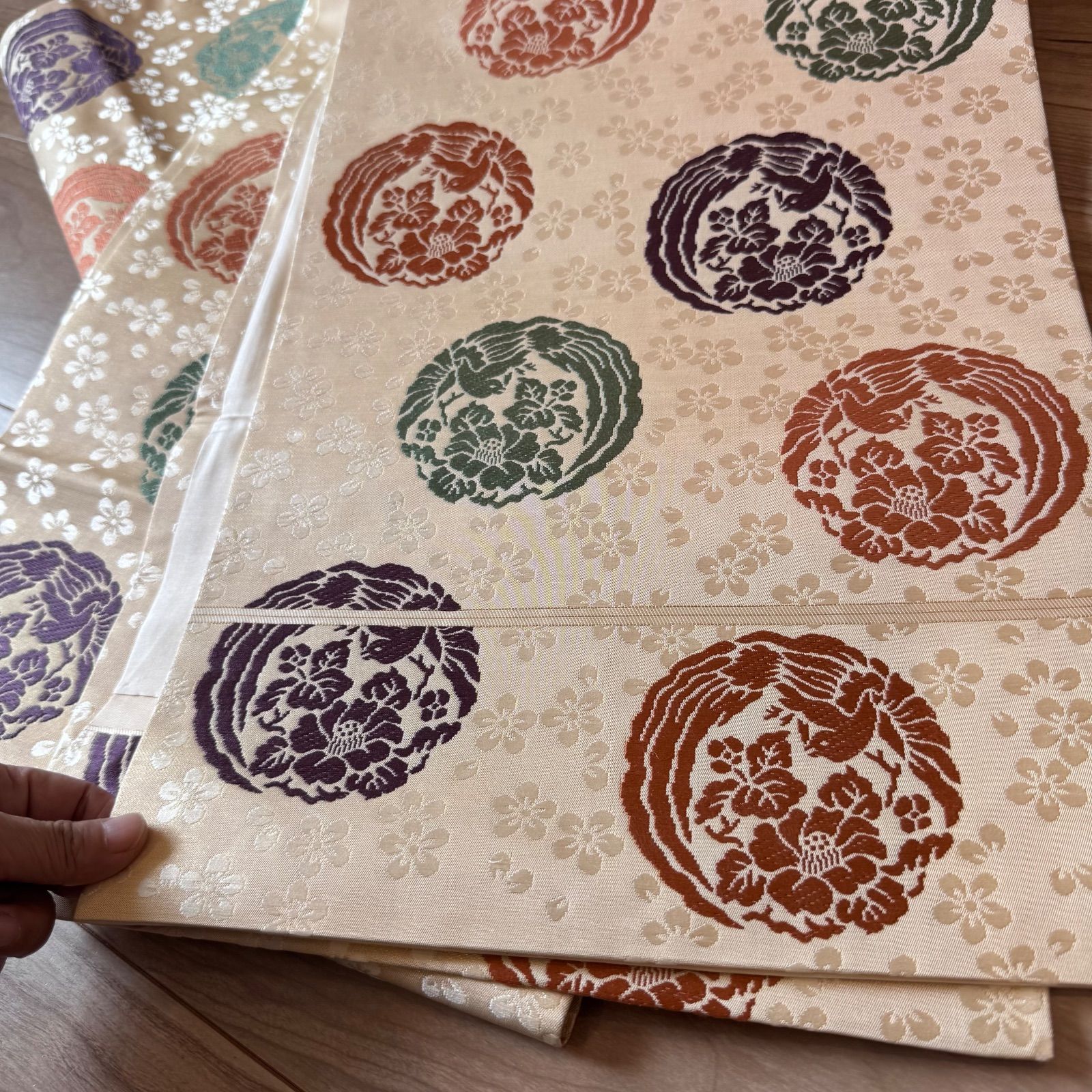 超美品 人間国宝 喜多川俵二 名古屋帯 逸品 極上 着物 正絹 366 丸花紋