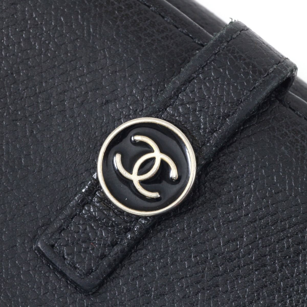 CHANEL シャネル ココボタン Wホック 2つ折り長財布 ブラック