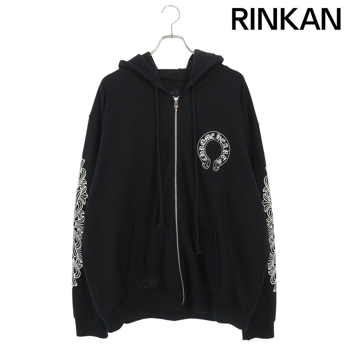 クロムハーツ SWTSHRT HD ZIP バックホースシュー袖フローラルプリントパーカー メンズ XL