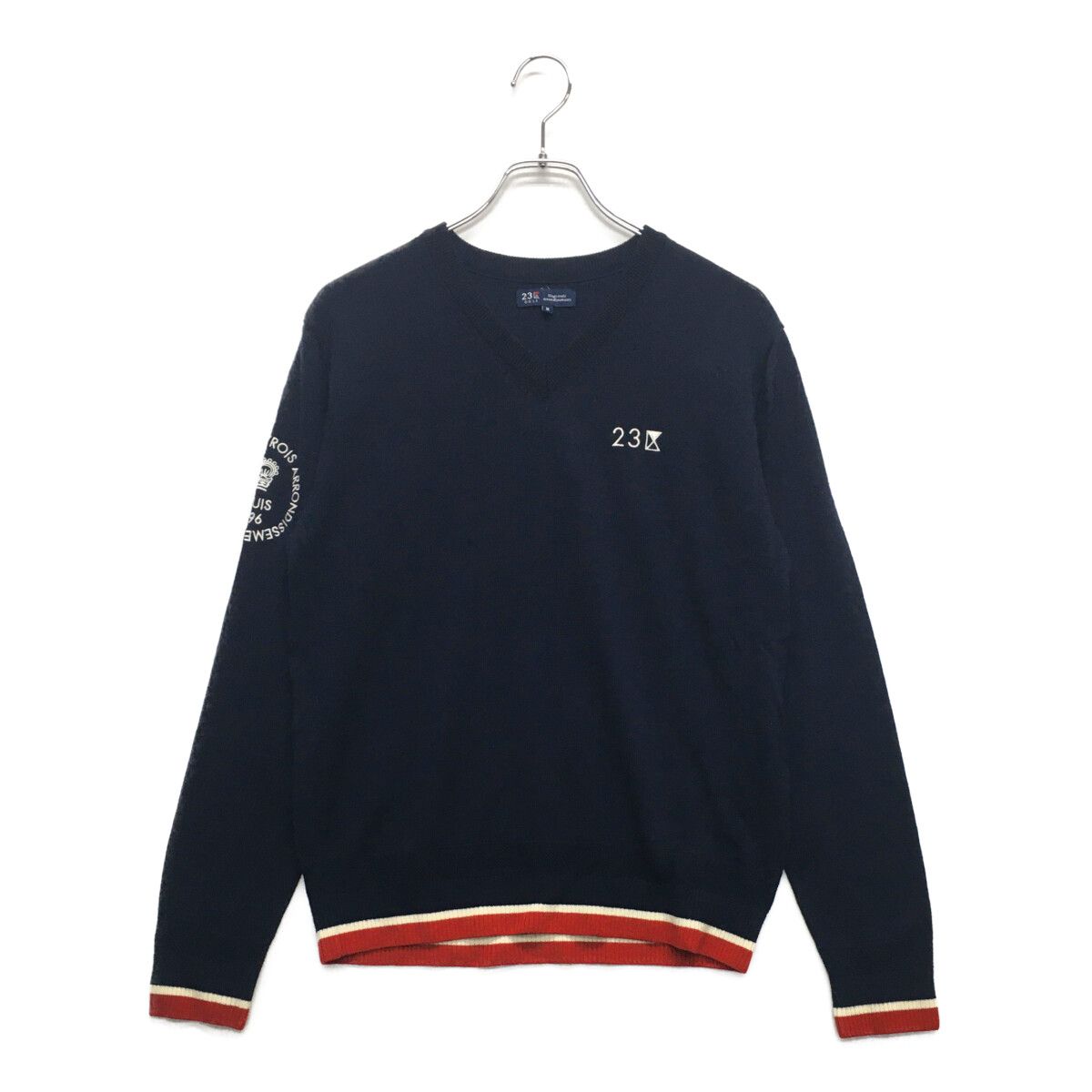 中古 メンズ 23区ゴルフ 23区GOLF セーター M 紺 ネイビー 長袖Vネックニット