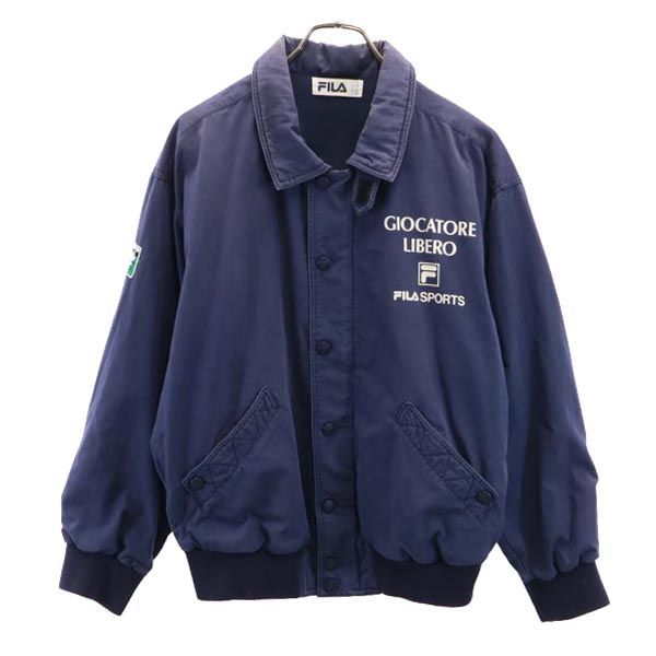 フィラ ブルゾン ジャケット UM ネイビー FILA ロゴ ベンチレーション 裏起毛 メンズ 【中古】  【230928】