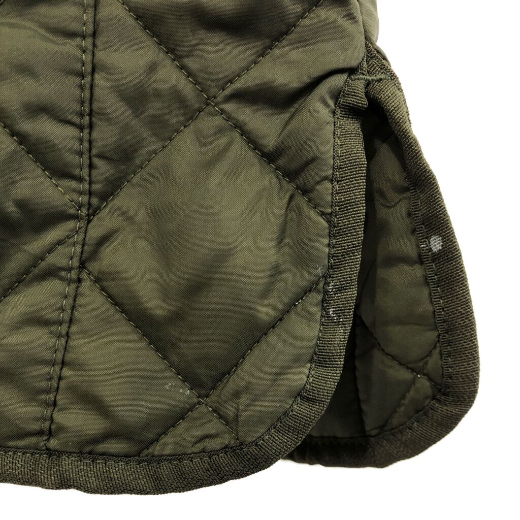 Barbour バブアー レザー パッチ キルティングベスト カーキ