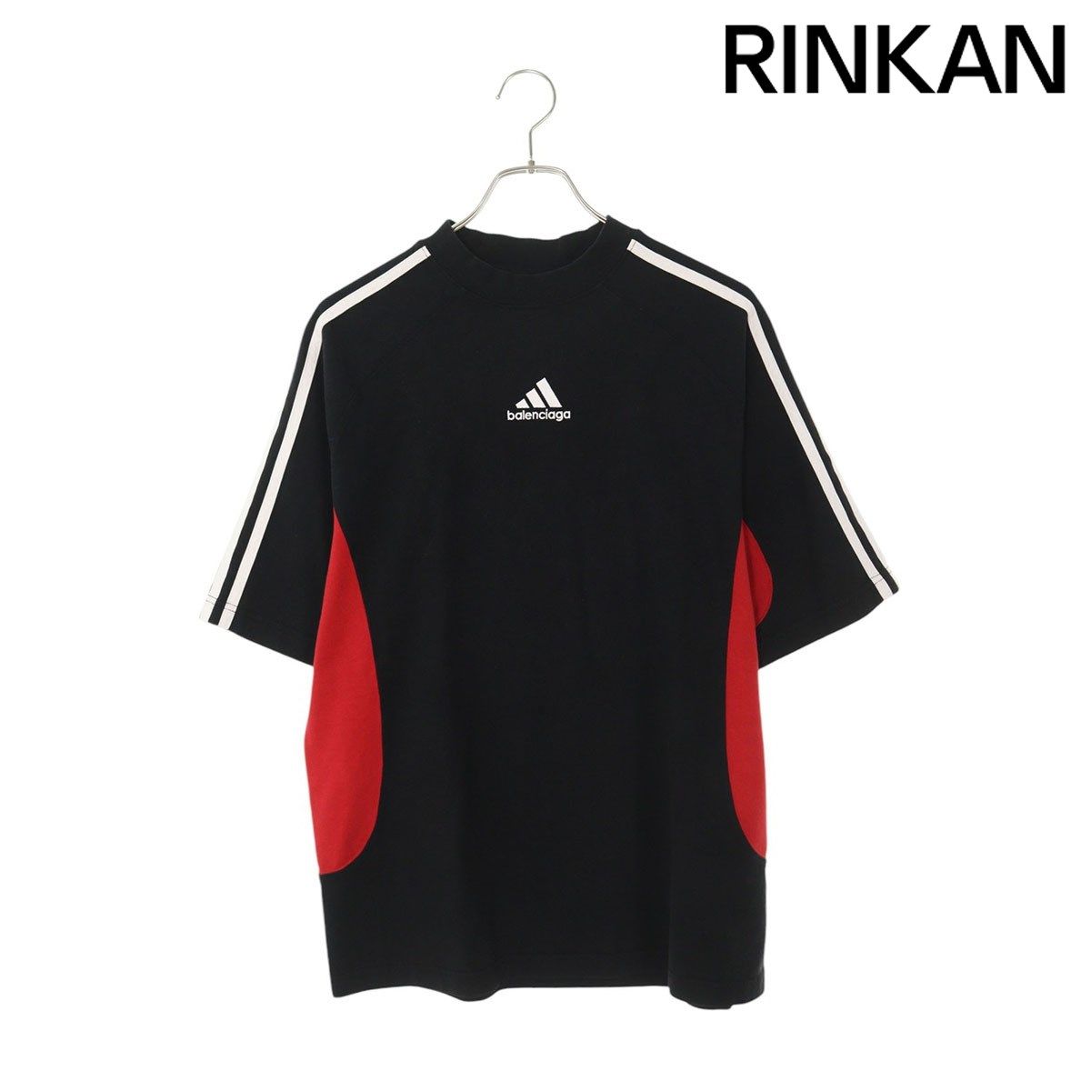 バレンシアガ ×アディダス adidas  712401 TNVA6 ロゴ刺繍スリーラインTシャツ メンズ XXS