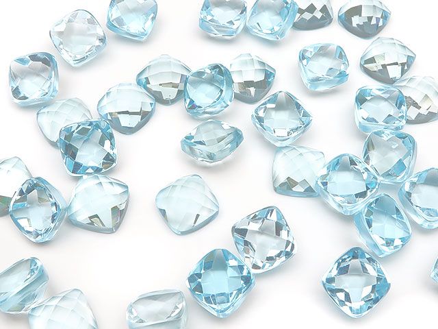 スカイブルートパーズ スクエアカット ルース 7mm【2コ販売】 / 82-31