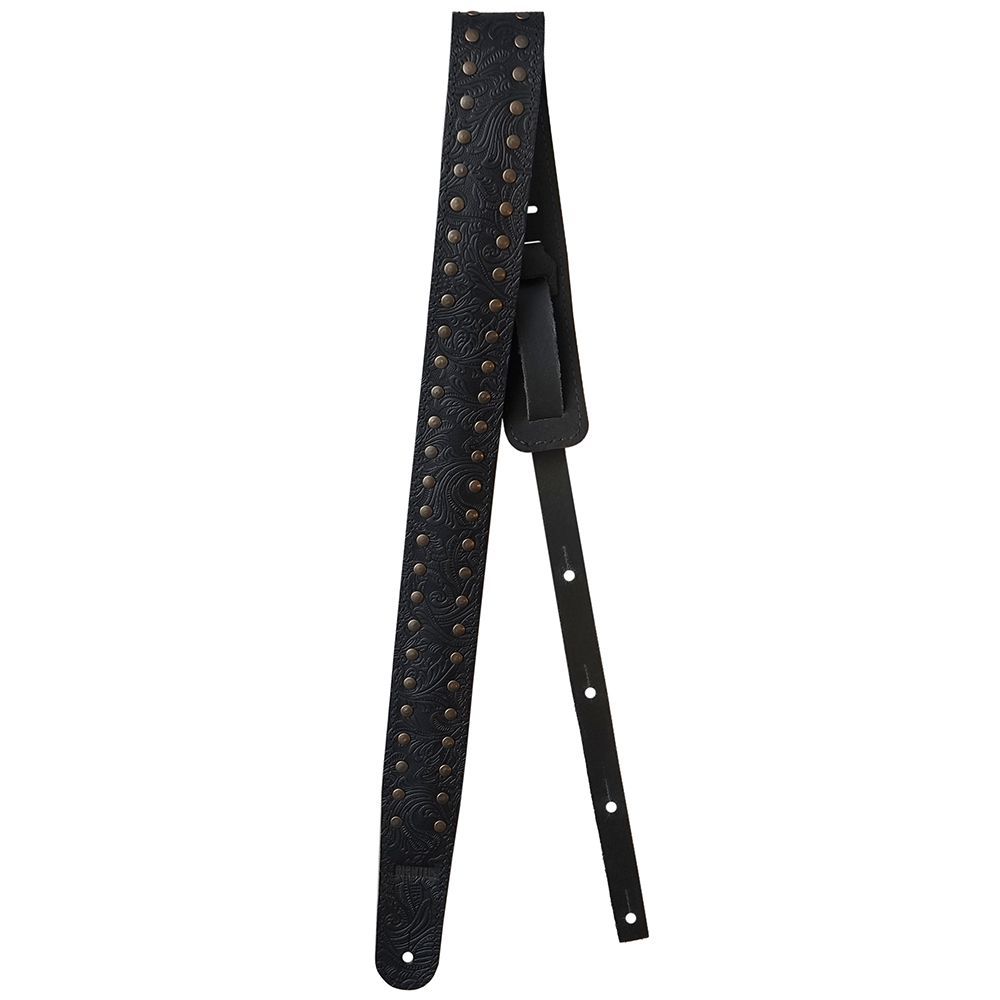 Richter リヒター リベット付き 花柄パンチング ギターストラップ 本革ギターストラップ 1988 Esa Holopainenシグネチャーモデル 幅広6cm ドイツ製 肩に優しい快適ストラップ