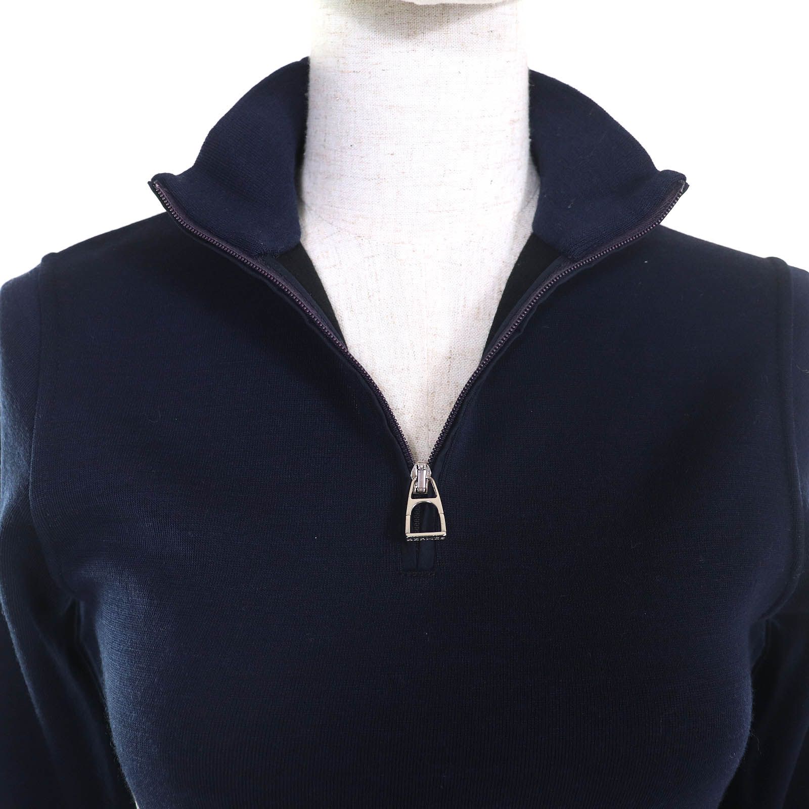 エルメス　ハーフジップ　カシミヤニット　ネイビー　XL エルメスハーフジップカシミヤニットネイビーXL