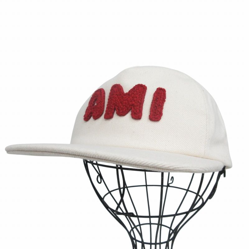 アミ アレクサンドル マテュッシ ami alexandre mattiussi パリ PARIS 25SS パッチ トラッカーキャップ コットンツイル 帽子 6パネル フロッキーロゴ ホワイトクリーム