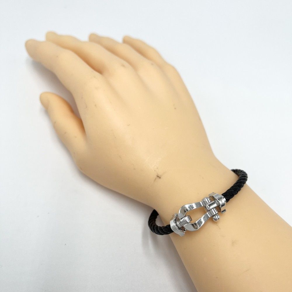 フレッド ブレスレット ユニセックス フォース10 ミディアムモデル ジュエリー 18金WG Au750 メンズ レディース FRED K18ホワイトゴールド ダークブラウン 約17.4g 品