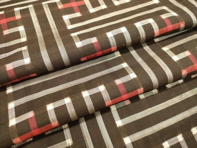 平和屋着物○希少 本場大島紬 龍郷絣 秋名バラ 幾何学文様 正絹 逸品