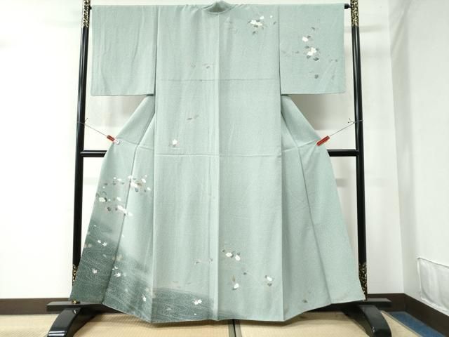 平和屋着物●訪問着　友禅　竜田川枝花文　たたき染め　正絹　逸品　CAAW8254yc 平和屋着物○訪問着 友禅 竜田川枝花文 たたき染め 正絹 逸品