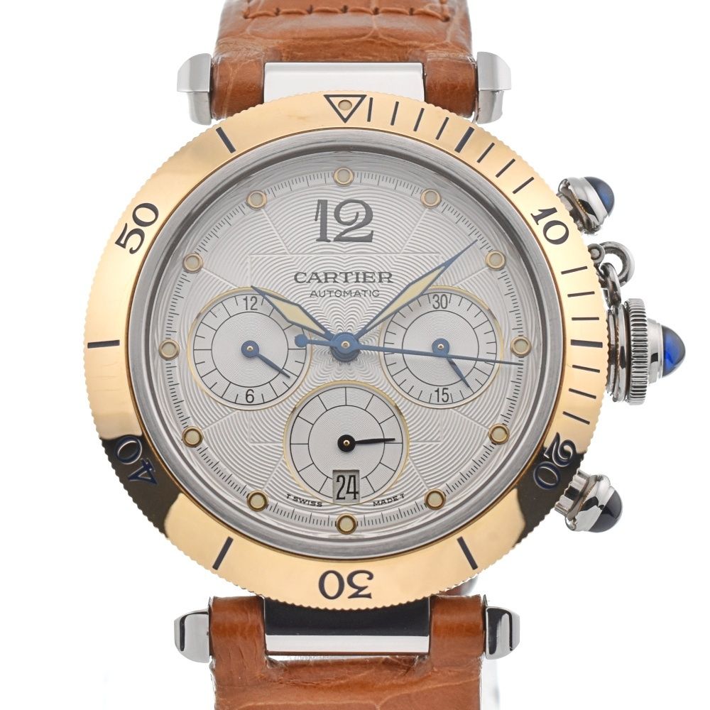 カルティエ CARTIER W3103655 パシャ  クロノグラフ デイト 自動巻き メンズ良品箱付き A#132728