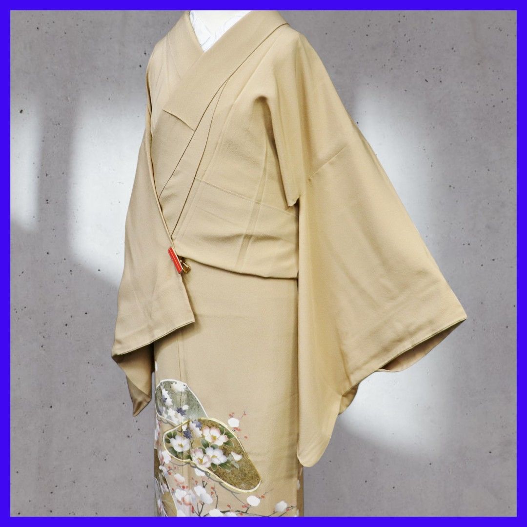 三日月とうさぎ a0405 裄長 正絹 一つ紋色留袖 老松の意匠に四季折々の花