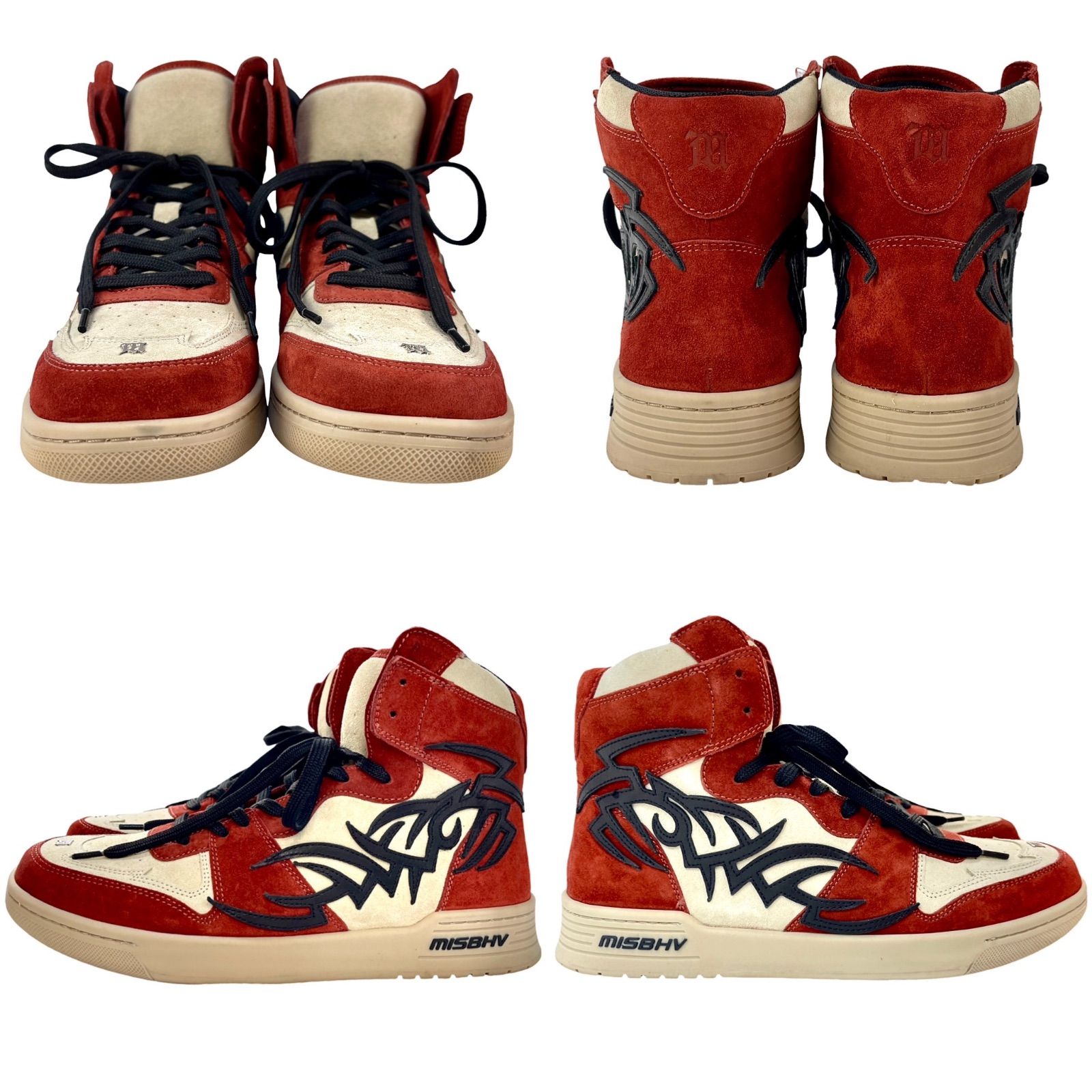MISBHV ミスビヘイブ トライバル レザー装飾 白赤黒 AJ1 シカゴ セピア 