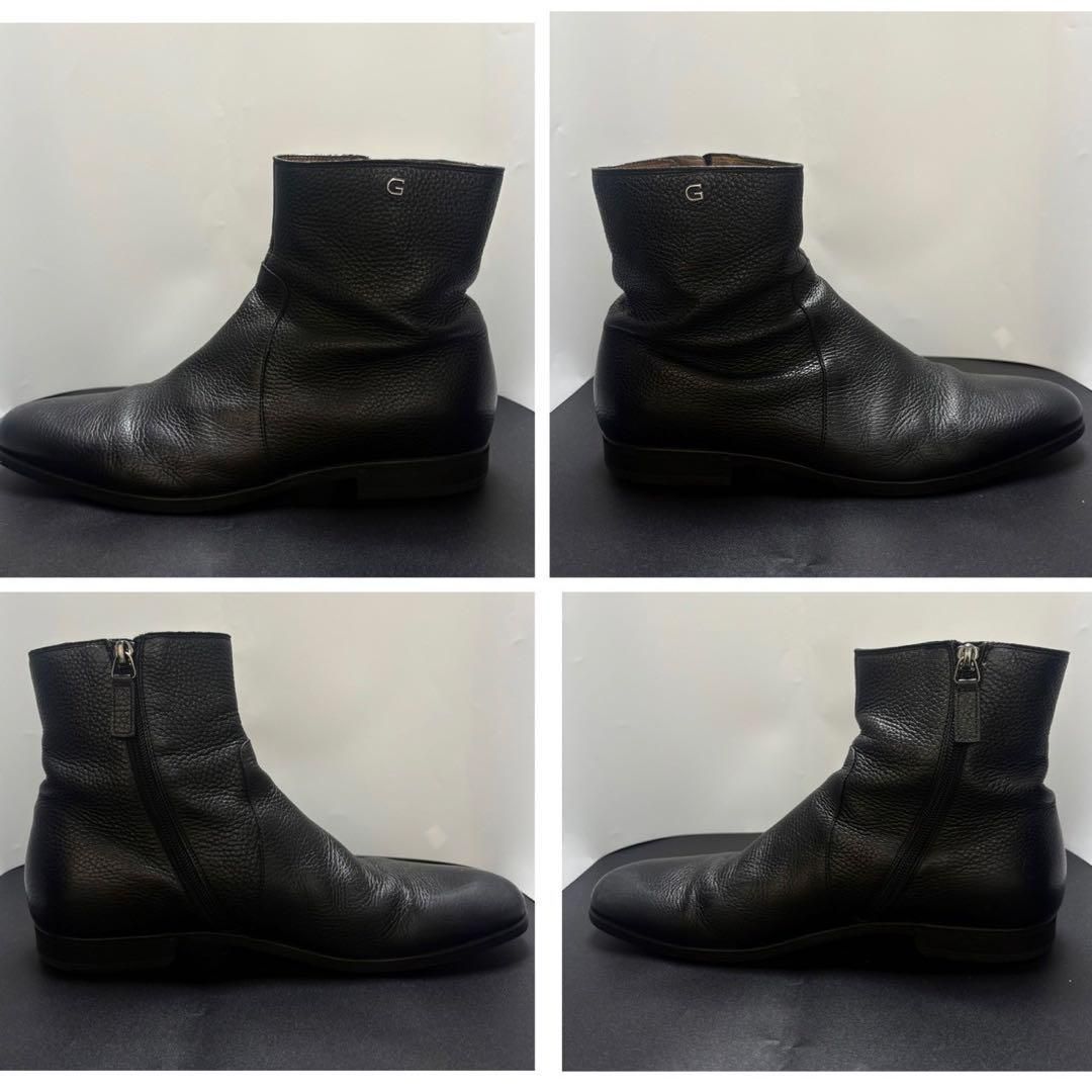  GUCCI グッチ ショートブーツ サイドジップ Gロゴ レザー メンズ 367755 6.5 ブラック 黒 25.5〜26 cm short boots sidezip leather チャッカブーツ ブーツ 革靴