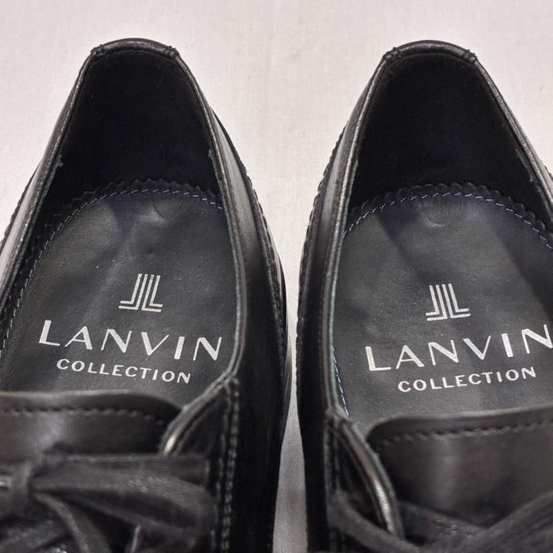 LANVIN ランバン ストレートチップレザーシューズ 黒 LANVIN COLLECTION アンティーク仕上げを施したカーフレザーに