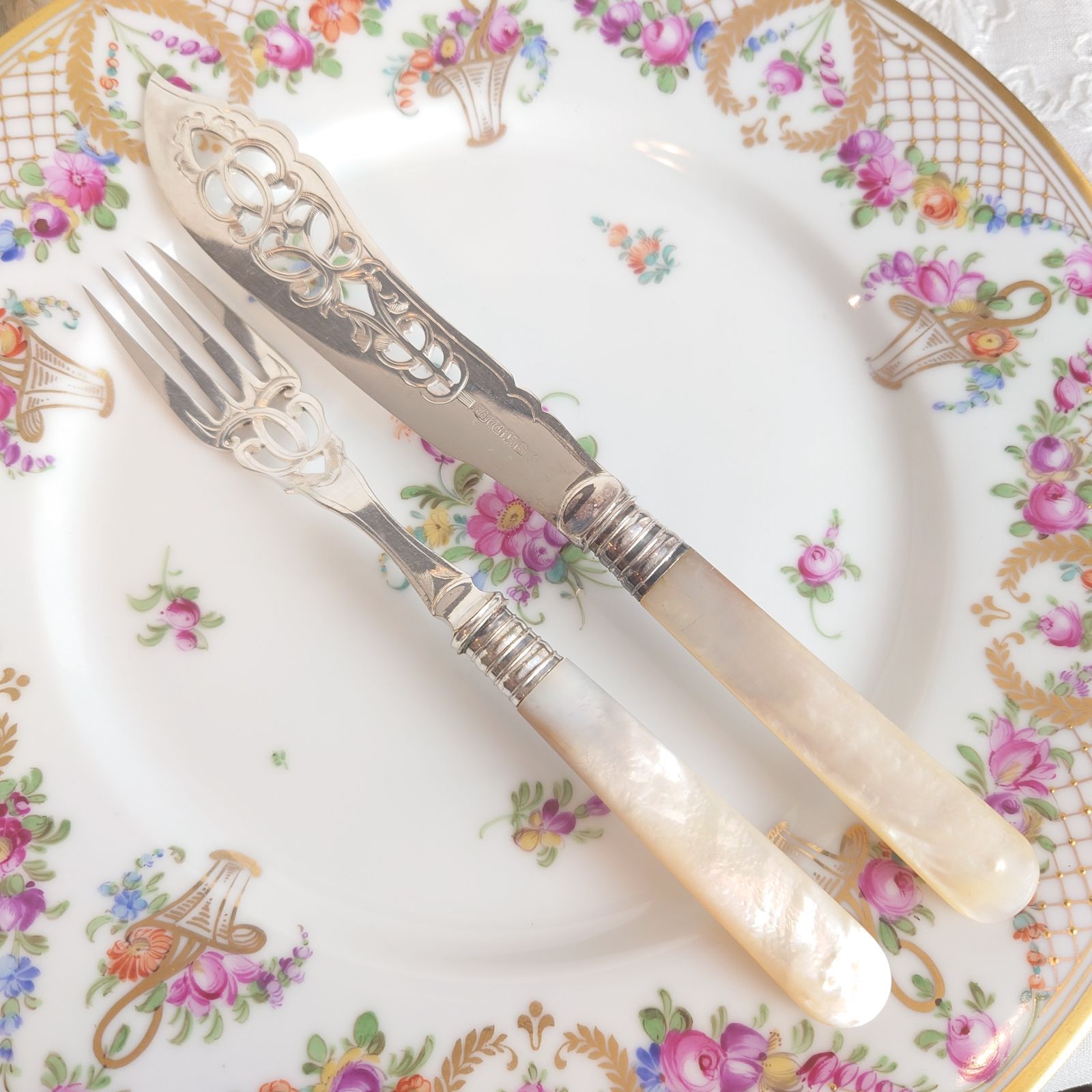 英国 】【白蝶貝 / 純銀継手】ビクトリアン デザートセット10本