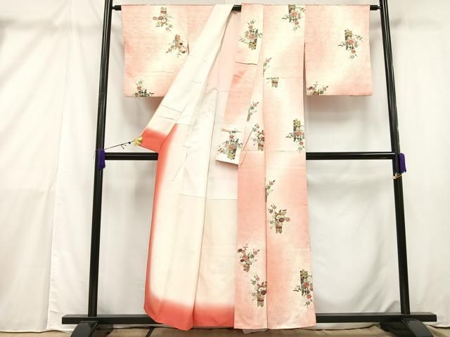 平和屋着物▽上質な小紋　単衣　花唐草文　正絹　逸品　DAAT9632az 平和屋着物▽上質な小紋 単衣 花唐草文 正絹 逸品 DAAT9632az 平和