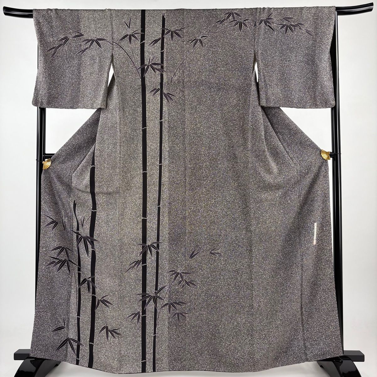 訪問着 身丈164cm 裄丈68cm L 袷 川村久太郎 落款 竹 黒灰 正絹 美品 名品 【】