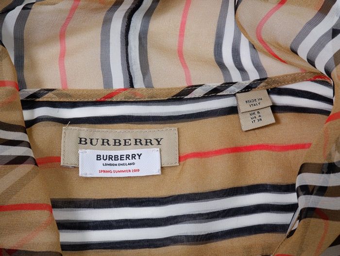 バーバリーBURBERRY Icon Stripe Silk Pussy-bow Blouseアイコン