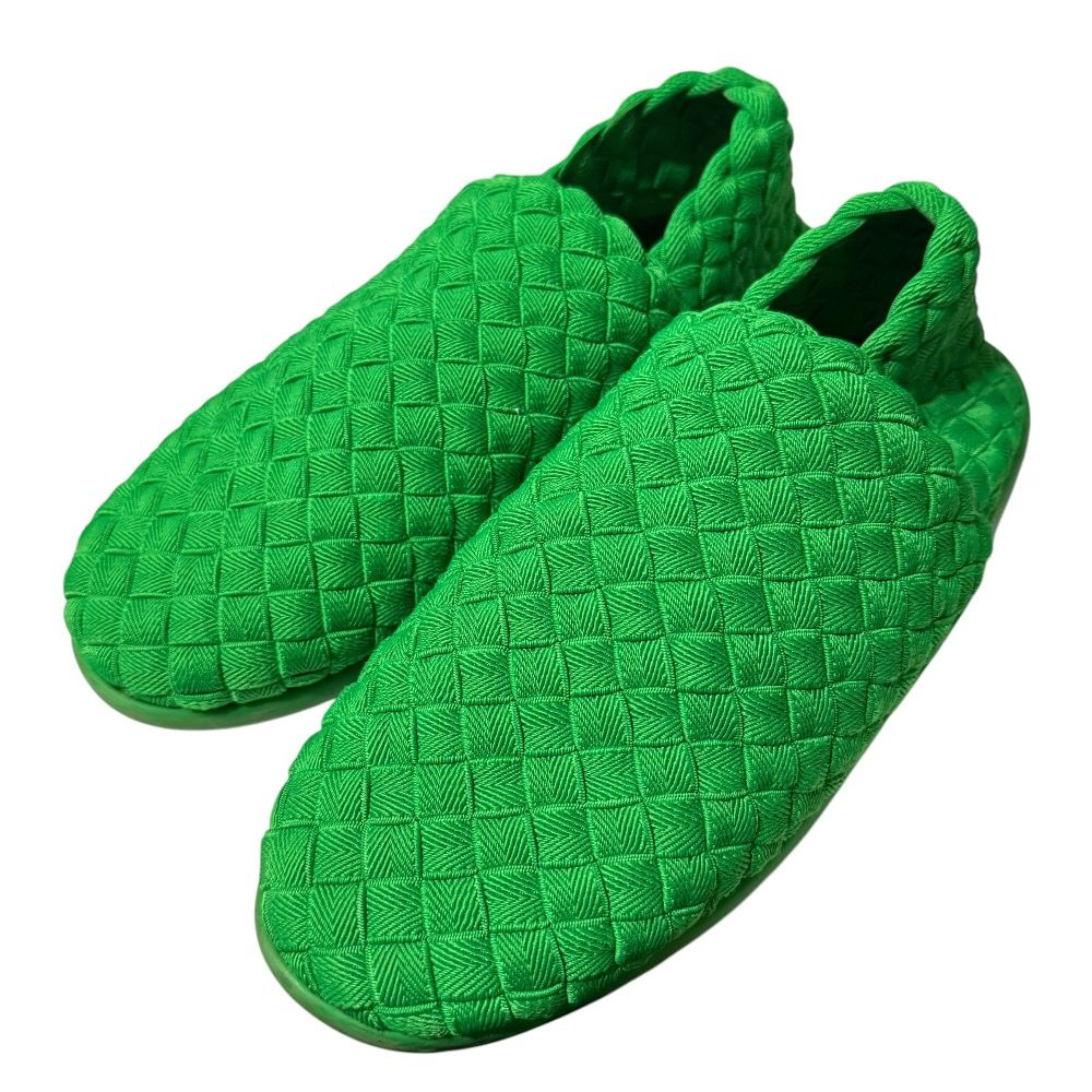 BOTTEGA VENETA ボッテガヴェネタ イントレチャート スリッポン スニーカー 38 1|2 25.5cm相当 グリーン レディース 古着