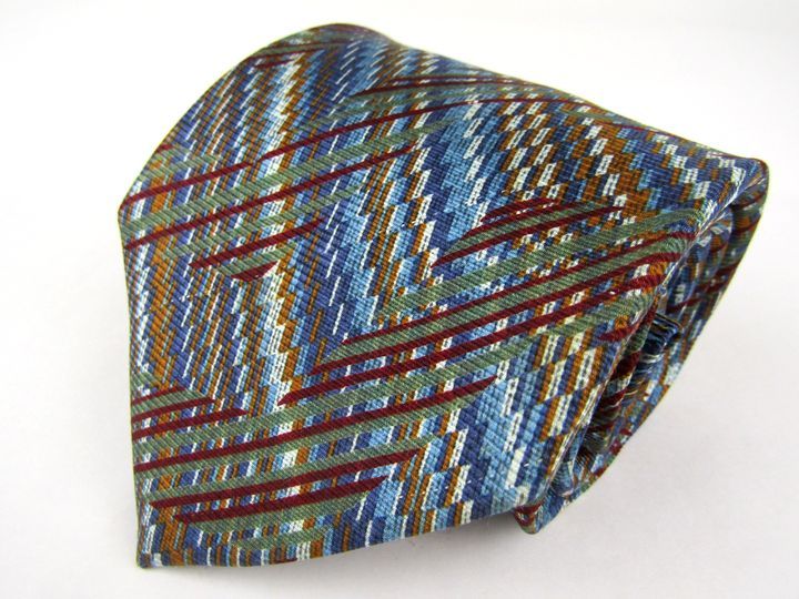 ミッソーニ ブランドネクタイ 総柄 シルク イタリア生地 メンズ ブルー×ブラウン Missoni 【中古】