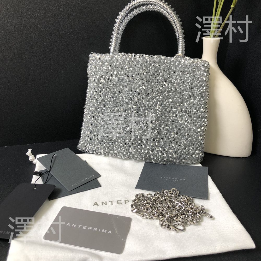 美品】ANTEPRIMA ワイヤーバッグ スクエア ラージ シルバー  