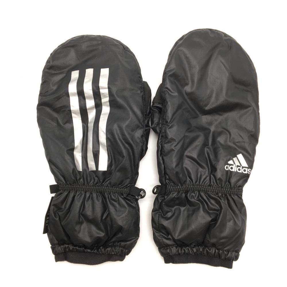 【美品】アディダス 中綿手袋 黒×シルバー 両手 ミトングローブ メンズ  ゴルフウェア adidas