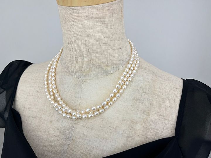 淡水パール ３連チョーカー ネックレス⑤
